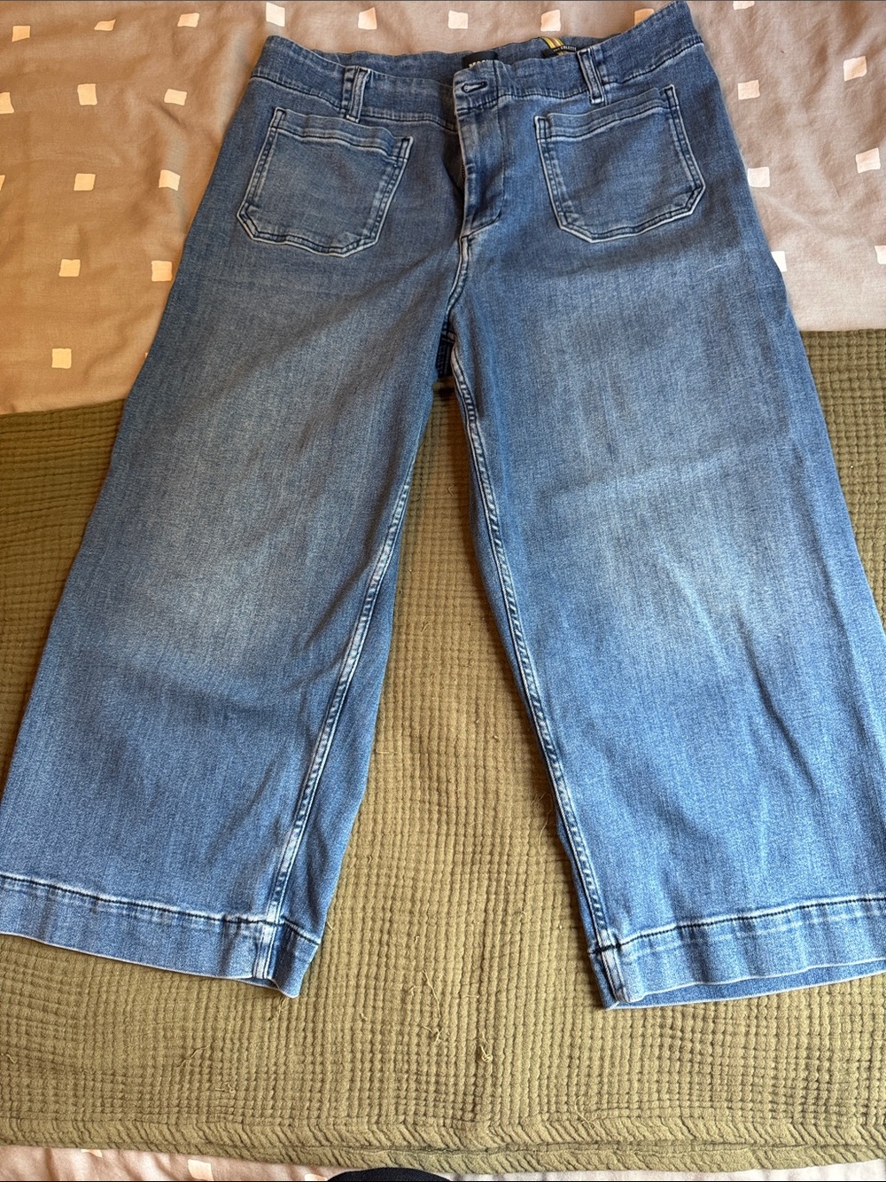 Maeve Blue Cropped Wide-Leg Jeans